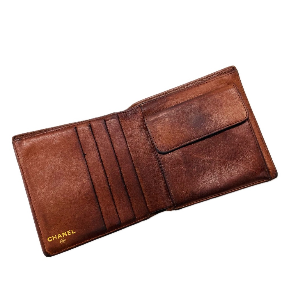CHANEL Brown Caviar Bifold Wallet Mens Womens Unisex Vintage 1999 Authentic - Picture 15 of 16